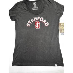 NWT Stanford Womens Size Large Black College T-Shirt Round Neck Short Sleeve